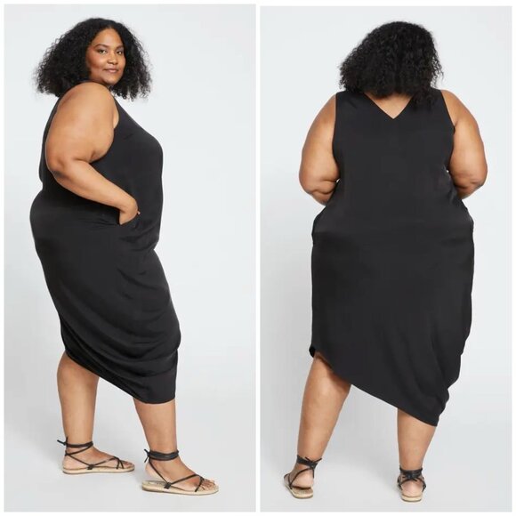 NWT Iconic Cooling Cupro Geneva V Tank Dress Black Small (14-16) $188 - Picture 2 of 12